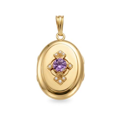 Pendentif d'occasion or 750 jaune amethyste perle de culture