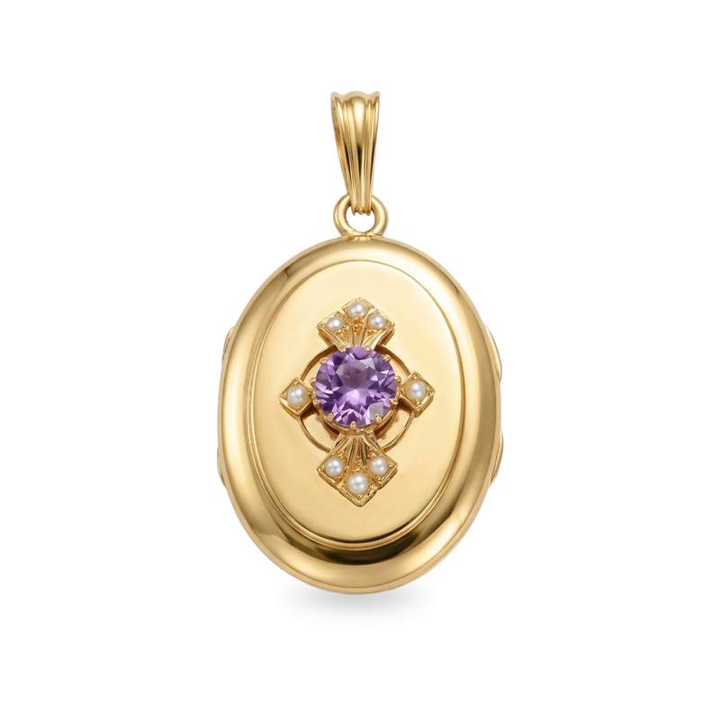 Pendentif d'occasion or 750 jaune amethyste perle de culture - vue 1