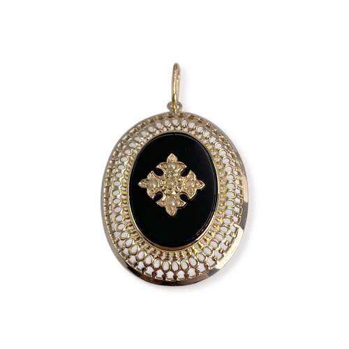 Pendentif d'occasion or 750 jaune onyx perle