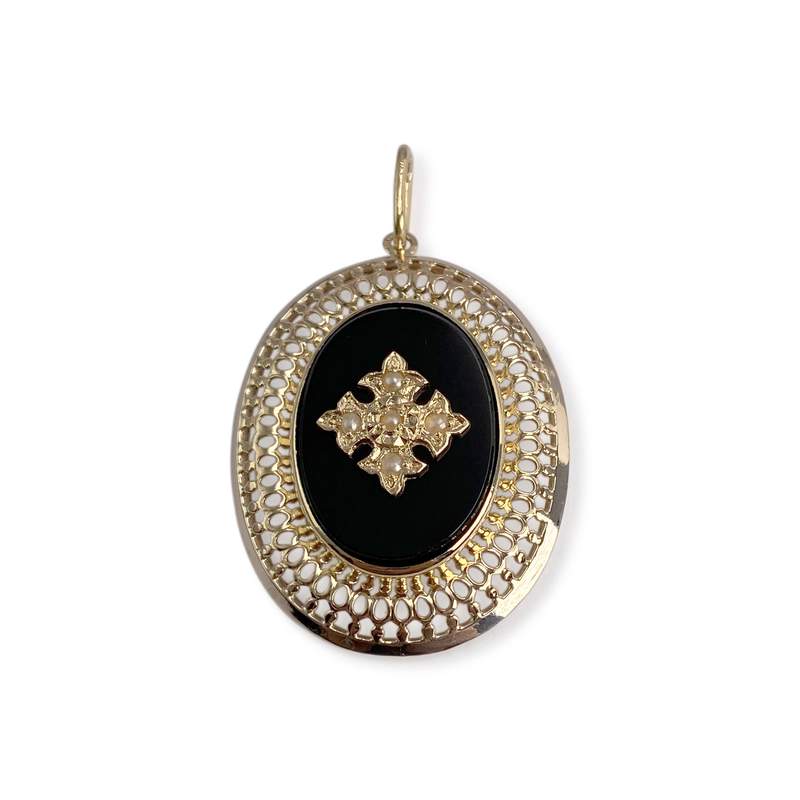 Pendentif d'occasion or 750 jaune onyx perle - vue 1