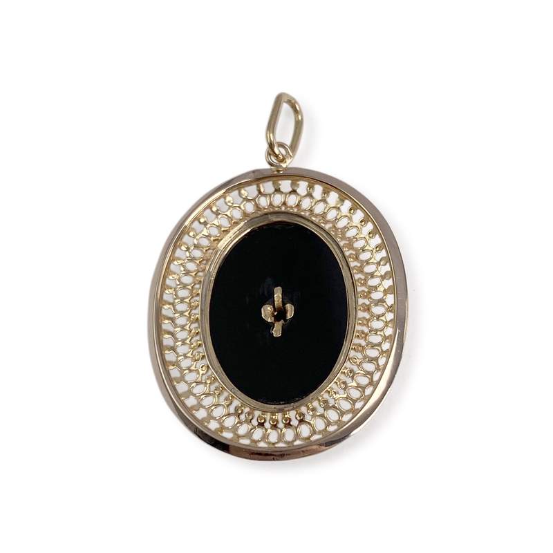 Pendentif d'occasion or 750 jaune onyx perle - vue 2
