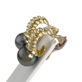 Boucles d'oreilles d'occasion or 750 jaune perle de tahiti