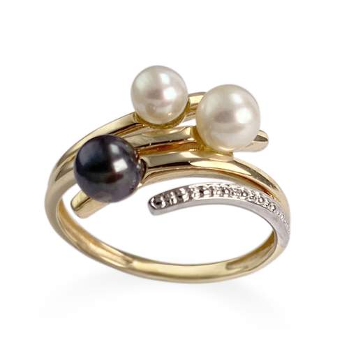 Bague d'occasion or 750 2 tons perle d'eau douce
