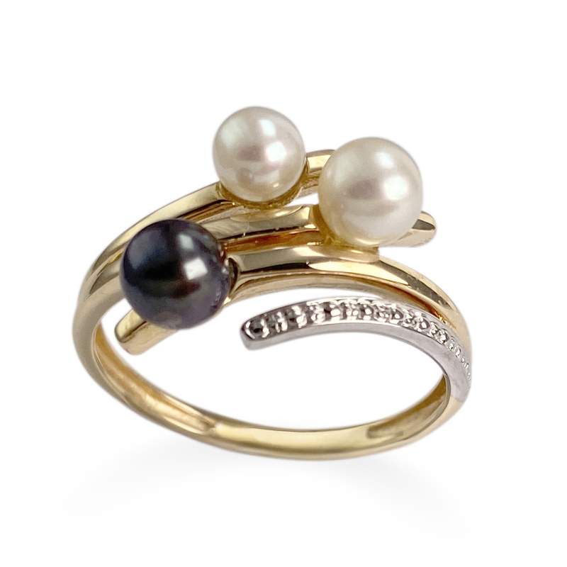 Bague d'occasion or 750 2 tons perle d'eau douce - vue 1