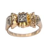 Bague d'occasion or 750 jaune et platine diamant - vue 1