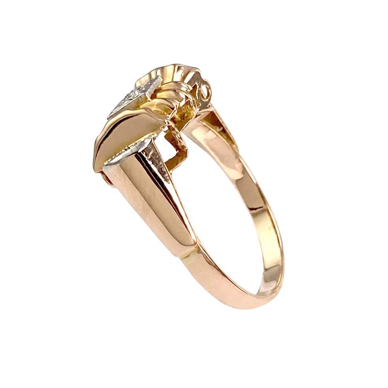 Bague d'occasion or 750 jaune et platine diamant - vue 2