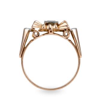 Pre-owned 750 yellow gold and platinum diamond ring