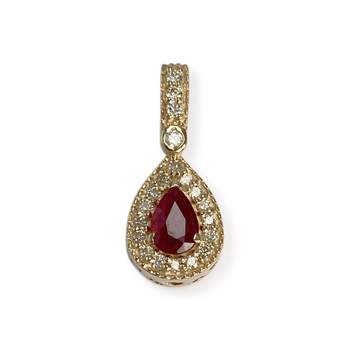 Pendentif d'occasion or 750 jaune rubis diamant