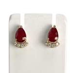 Boucles d'oreilles d'occasion or 750 jaune diamant rubis - vue 1