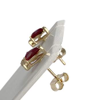 Boucles d'oreilles d'occasion or 750 jaune diamant rubis