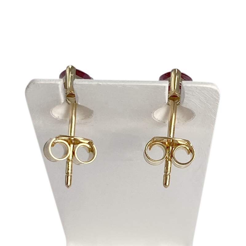 Boucles d'oreilles d'occasion or 750 jaune diamant rubis - vue 3