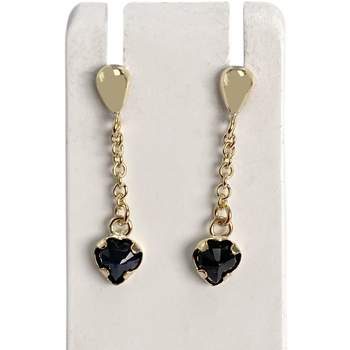Boucles d'oreilles d'occasion or 750 jaune coeur saphir