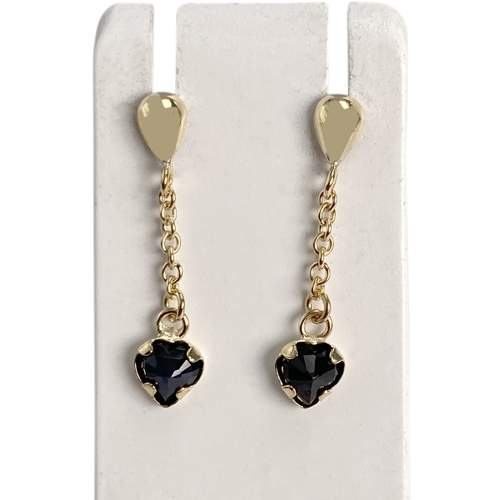 Boucles d'oreilles d'occasion or 750 jaune coeur saphir
