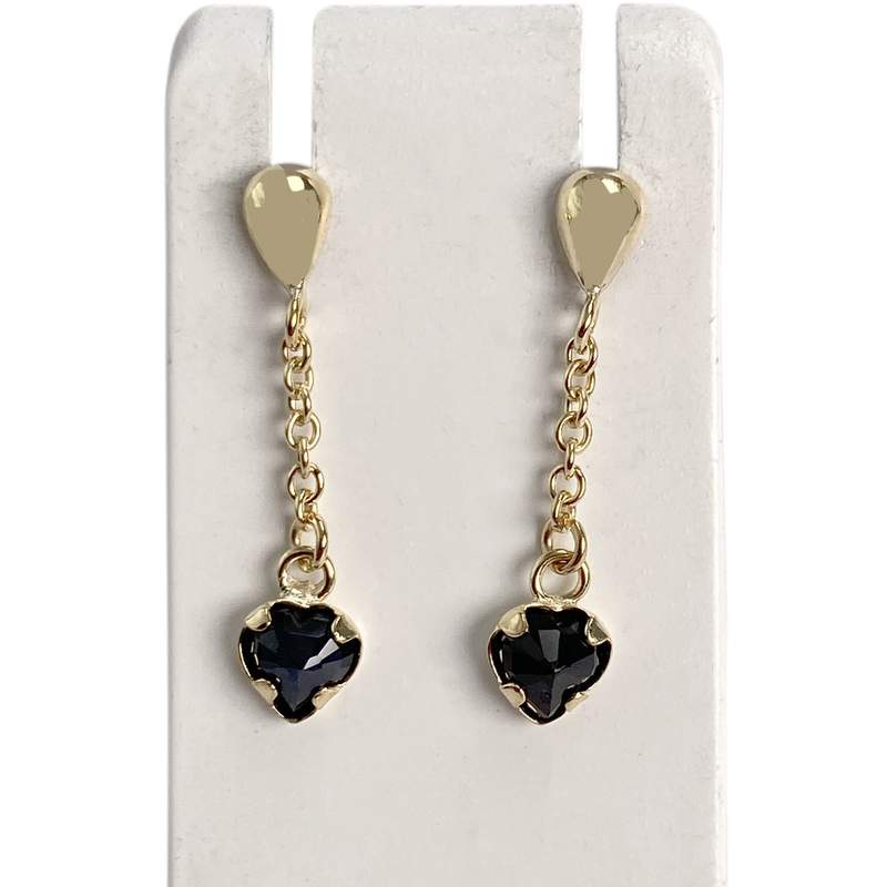 Boucles d'oreilles d'occasion or 750 jaune coeur saphir - vue 1