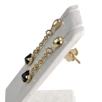 Boucles d'oreilles d'occasion or 750 jaune coeur saphir