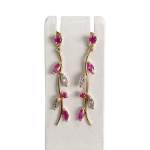 Boucles d'oreilles d'occasion or 750 2 tons diamant rubis rubis - vue 1