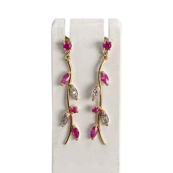 Boucles d'oreilles d'occasion or 750 2 tons diamant rubis rubis