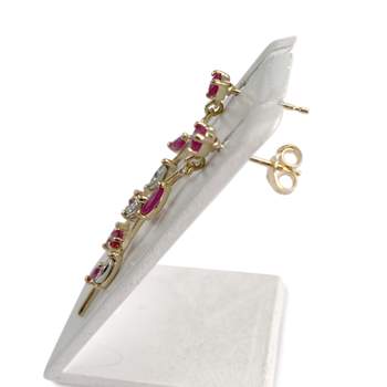 Boucles d'oreilles d'occasion or 750 2 tons diamant rubis rubis