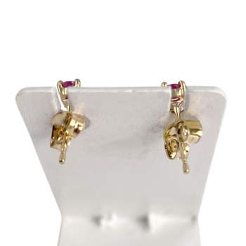 Boucles d'oreilles d'occasion or 750 2 tons diamant rubis rubis
