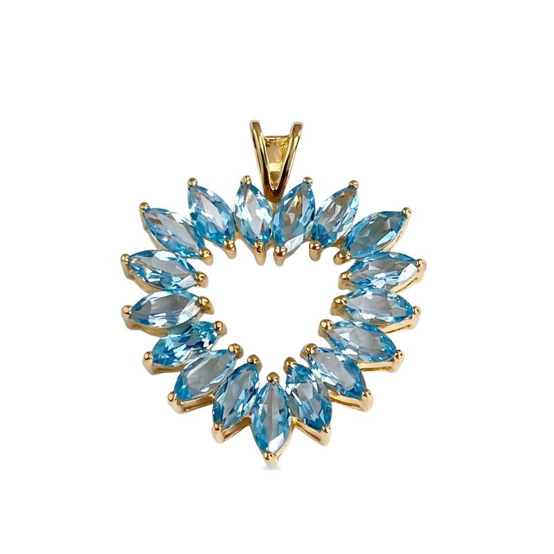 Pendentif d'occasion or 750 jaune topaze swiss blue traitée - vue 1