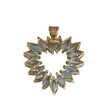 Pendentif d'occasion or 750 jaune topaze swiss blue traitée