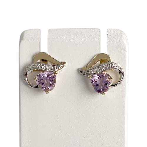 Boucles d'oreilles d'occasion or 375 2tons amethyste