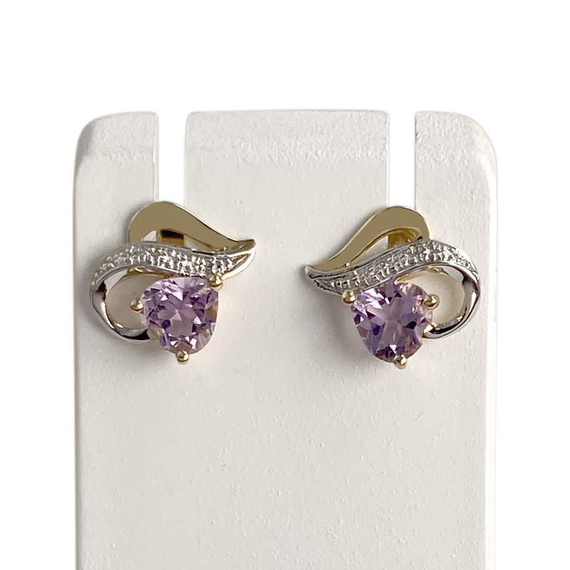 Boucles d'oreilles d'occasion or 375 2tons amethyste - vue 1