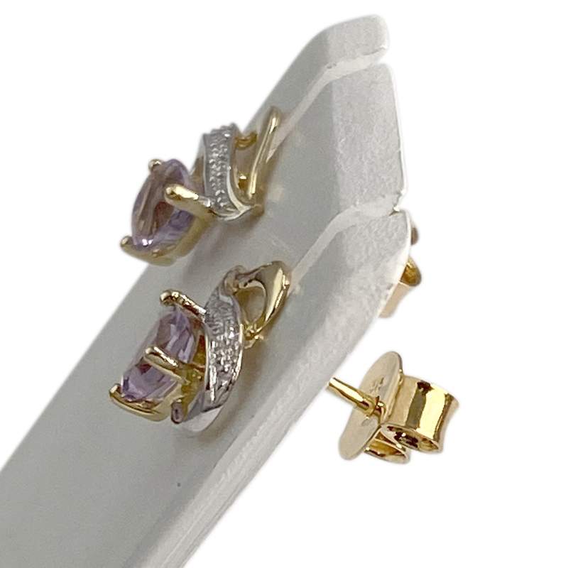 Boucles d'oreilles d'occasion or 375 2tons amethyste - vue 2