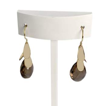 Boucles d'oreilles d'occasion or 750 jaune quartz fumé