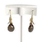Boucles d'oreilles d'occasion or 750 jaune quartz fumé - vue 3