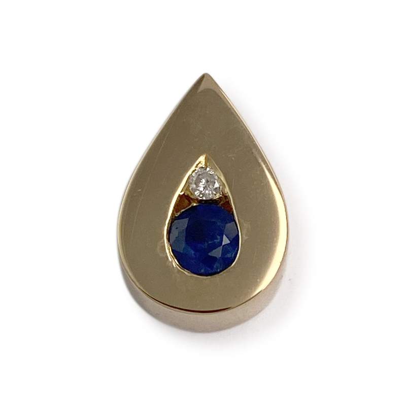 Pendentif d'occasion or 750 jaune diamant saphir - vue 1