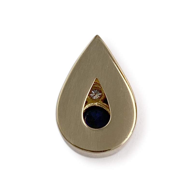 Pendentif d'occasion or 750 jaune diamant saphir - vue 2