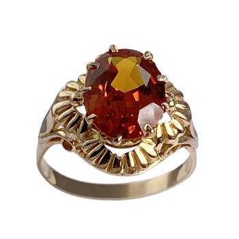 Bague d'occasion or 750 jaune corindon synthétique orange