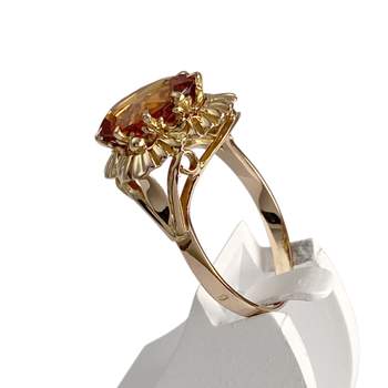 Bague d'occasion or 750 jaune corindon synthétique orange