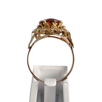 Bague d'occasion or 750 jaune corindon synthétique orange