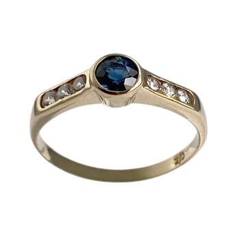 Bague d'occasion or 375 jaune zirconias saphir