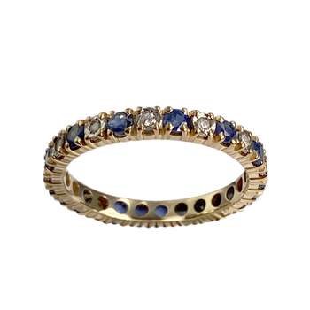 Bague d'occasion or 750 2 tons diamants,  saphirs