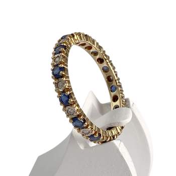 Bague d'occasion or 750 2 tons diamants,  saphirs