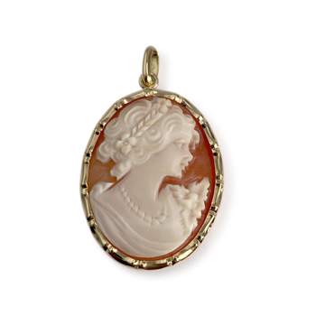 Pendentif d'occasion or 750 jaune camee