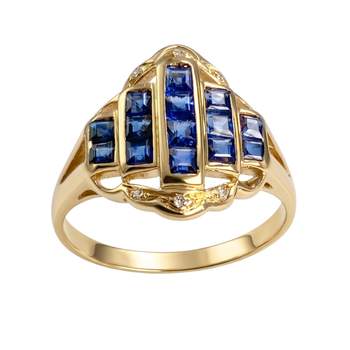Bague d'occasion or 750 jaune diamant saphir