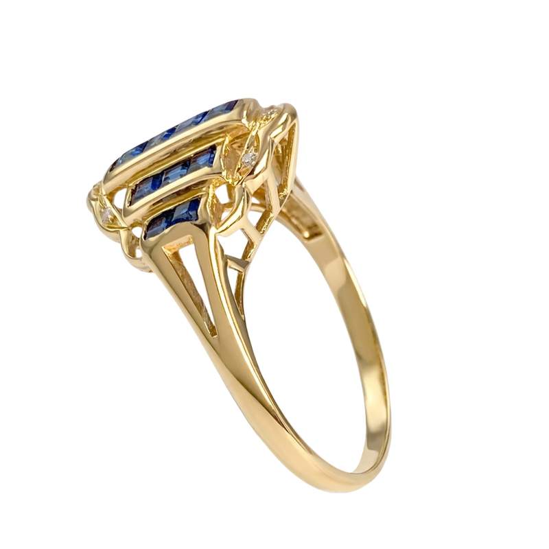Bague d'occasion or 750 jaune diamant saphir - vue 2