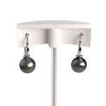 Boucles d'oreilles d'occasion or 750 blanc perle de tahiti diamant - vue 3