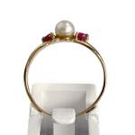 Bague d'occasion or 750 jaune perle de culture rubis - vue 3