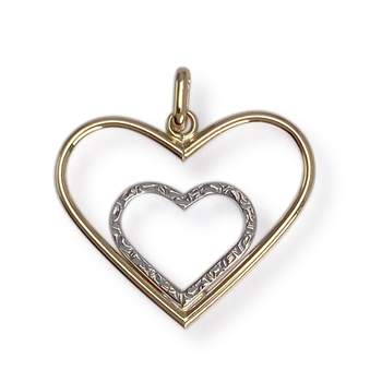 Tweedehands hanger van 750 goud met dubbel hartje
