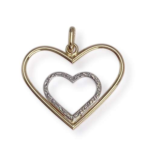 Pendentif d'occasion 2 ors 750 double coeur