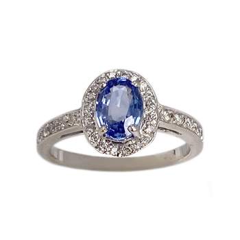 Bague d'occasion or 750 blanc diamant saphir