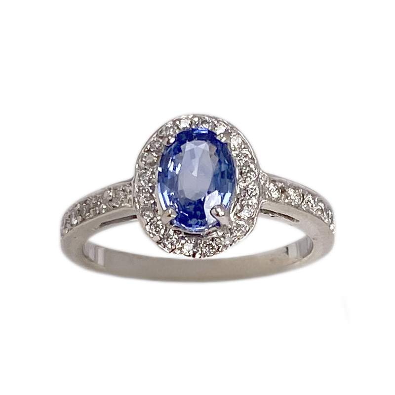 Bague d'occasion or 750 blanc diamant saphir - vue 1