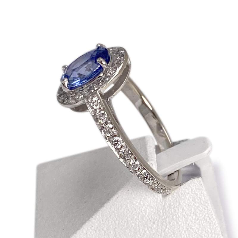 Bague d'occasion or 750 blanc diamant saphir - vue 2