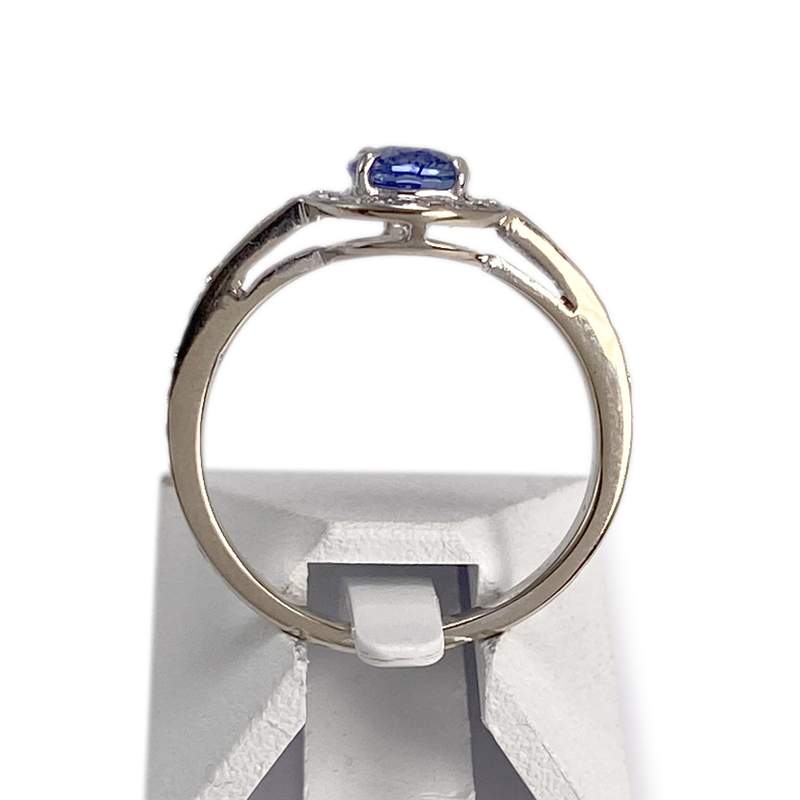 Bague d'occasion or 750 blanc diamant saphir - vue 3