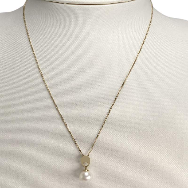 Collier d'occasion or 375 jaune maille forcat perle de culture - vue 2